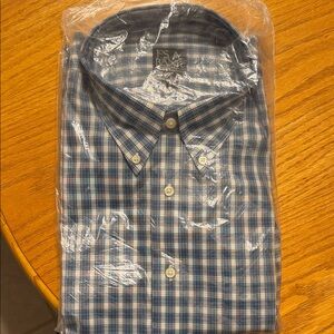 Jos. A. Bank Navy and White Checkered Men's Shirt NWT